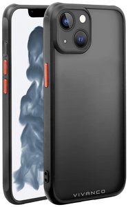 Vivanco Frosted Futerał backcase Apple iPhone 14 przeźroczysty, czarny Ładowarka indukcyjna, Odporny na wstrząsy