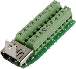 Złącze HDMI TRU COMPONENTS HDMI-AFT-2 1229327, złącze żeńskie do wbudowania poziomego, 1 szt.