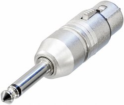 Adapter złącze żeńskie XLR na złącze męskie Jack 6,35 mm mono Neutrik, NA2FP