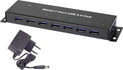 Hub USB 3.0 Renkforce z 7 portami, z zasilaczem, metalowy, Hub USBRenkforce RF-3955359, 7 x USB 3.2 Gen 1 (USB 3.0)