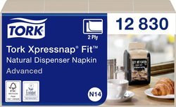 Tork Xpressnap Fit® serwetka dyspenserowa naturalna N14, dwuwarstwowa, 12830 Serwetka papierowa TORK Xpressnap Fit® 12830, 1 zest.