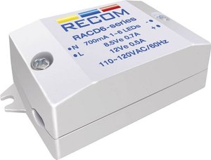 Źródło prądowe LED 6 W 350 mA 22 V/DC  Recom Lighting RACD06-350 Maksymalne napięcie robocze: 264 V/AC