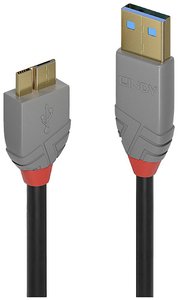 Kabel USB LINDY, USB 3.2 Gen1 (USB 3.0), Złącze męskie USB-A, Złącze męskie USB Micro-B 3.0, 1.00 m