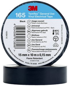 Taśma izolacyjna 3M Temflex™ 165 165BK1E Temflex™ 165 (D x S) 10 m x 15 mm 10 m 1 szt.