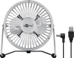 Goobay Wentylator stołowy USB 2.5 W (ØxW) 130 mmx160 mm srebrny