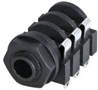 3-biegunowe, stereofoniczne gniazdo jack 1/4&quot,, z całkowicie gwintowanym złączem śrubowym i standardowymi złączami lutowanymi Złącze męskie jack 6,35 mm Rean AV NYS212 NYS212, gniazdo, 1 szt.