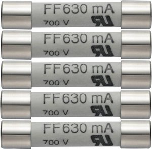Zestaw 5 zapasowych bezpieczników 630mA / 600V testo 0590 0007