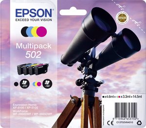 Epson atrament T02V6, 502 tusz oryginalny Combi-Pack Czarny, Cyjan, Magenta, Żółty C13T02V64010