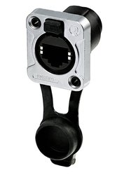 Przejściowe gniazdo panelowe RJ45, IP65, czarna chromowana obudowa D Złącze męskie RJ45 Rean AV RRE8F-Z-001-1, RJ45, 1 szt.