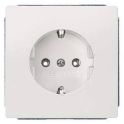 Styl DELTA, tytanowo-białe gniazdo Schuko 10/16A 250V osłona 68x 68mm. Gniazdo podtynkowe Siemens 5UB18530KK biały