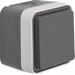 Gniazdo sieciowe z klapką, W.1 powierzchniowy Berker 47403515, IP55, 250 V/AC, szary, szary błyszczący