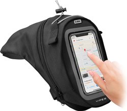 Kieszeń na udzie z 2 regulowanymi klipsami do zapinania, suwakiem do zamykania i okienkiem dotykowym, certyfikat IPX3 Stojak na telefon SBS TEMOTOBAGTOUCHK