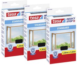 tesa Insect Stop STANDARD moskitiera do okien w paczce 3 szt. - moskitiera do przycięcia na wymiar - moskitiera bez nawiercania - 3 x moskitiera biała - 130 cm x 150 cm Moskitiera tesa 55672-00500-00 3 szt.