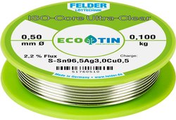 Cyna lutownicza Felder Löttechnik ISO-Core ''Ultra Clear'' SAC305 szpula Sn96,5Ag3Cu0,5  0.100 kg 0.5 mm