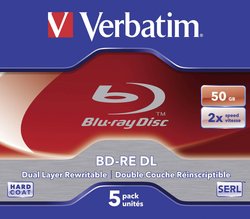 Verbatim Blu-ray BD-RE DL 50 GB 2x 5-częściowe pudełko na biżuterię Płyta Blu-ray Verbatim 43760, 50 GB, 2 x, 5 szt.