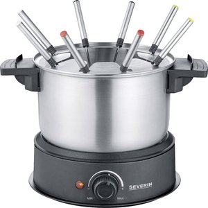 Fondue, Severin, 2470 1500 W 8 widelców do fondue, stali szlachetnej (szczotkowanej), czarny