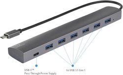 Hub USB 3.1 Gen 1 Renkforce  6+1 Port z złączem zasilania Pass-Through, aluminiowa obudowa srebrny