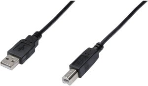 Kabel USB Digitus AK-300102-018-S, USB 2.0, Złącze męskie USB-A, Złącze męskie USB-B, 1.80 m