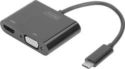 Przejściówka, adapter USB, HDMI, VGA Digitus DA-70858 DA-70858, [1x złącze męskie USB-C - 1x złącze żeńskie HDMI, złącze żeńskie VGA]