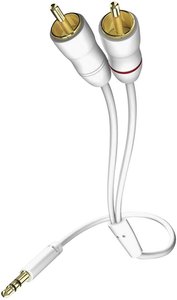 Kabel audio Inakustik Star z wtyczką jack 3,5 mm na 2 x złącze męskie cinch, biały, 7,5 m. Kabel Cinch / Jack Inakustik 00310007 pozłacane styki 7.50 m