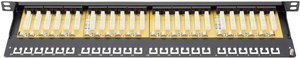 DIGITUS Professional CAT 6, klasa E, panel krosowy wysokiej gęstości, nieekranowany Patchpanel Digitus DN-91624U-SL-SH, 24 Porty, 483 mm (19''), 0.5 U