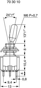 Przełącznik dźwigienkowy Miyama MS 500-BC-J 703117, 2 x (wł)/wył/(wł), 125 V/AC, 6 A, 1 szt.