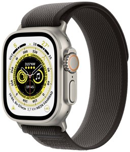 Apple Watch Ultra GPS + Cellular, 49 mm Tytanowa koperta z czarno-szarą pętlą Trail – S/M Apple Watch Ultra (1. Generation) Apple Watch  49 mm S/M czarny, szary