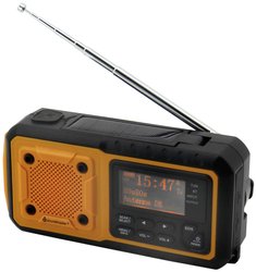 Radio outdoorowe soundmaster DAB112OR DAB+, UKW funkcja ładowania akumulatora, korba ręczna, panel słoneczny, latarka kieszonkowa, funkcja budzika, wielokrotne ładowanie pomarańczowy