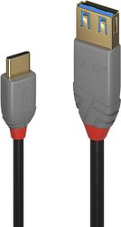 Kabel USB LINDY LINDY 0,15m USB 3.1 C/A m/f Anthra, USB 3.2 Gen1 (USB 3.0), Złącze żeńskie USB-A, Złącze męskie USB-C®, 0.15 m