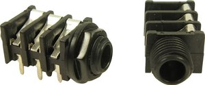 Złącze męskie jack 6,35 mm Cliff FCR50055 FCR50055, złocony, złącze żeńskie do wbudowania poziomego, 1 szt.