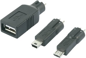 Zestaw końcówek do zasilaczy Voltcraft, miniUSB, microUSB, gniazdo USB
