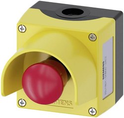 Przycisk grzybkowy Siemens 3SU1801-0NB00-2AC2 w obudowie, zawiera kołnierz ochronny żółty  odkręcenie 1 szt.