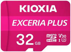 Karta pamięci microSDHC Kioxia EXCERIA PLUS, 32 GB, A1 Application Performance Class, UHS-I, v30 Video Speed Class