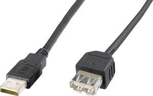 Kabel USB Digitus AK-300200-018-S, Złącze męskie USB-A, Złącze żeńskie USB-A, 1.80 m