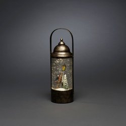 Konstsmide 4349-000 Latarnia LED Latarnia wodna w stylu Karola Dickensa ciepła biel LED mosiądz  wypełniany wodą, Timer, ośnieżony, z przełącznikiem