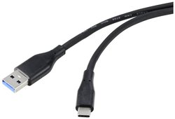 Kabel USB Renkforce, USB 3.2 Gen1 (USB 3.0), Złącze męskie USB-A, Złącze męskie USB-C®, 1.00 m