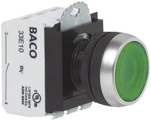 Przycisk BACO L21AH10L, 11 mm, 22,3 mm, IP66, max 600 V, 1 NO, 1 NC