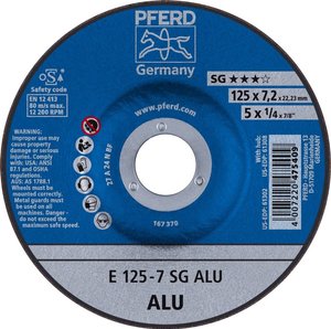PFERD 62212622 Sg Alu Tarcza tnąca wygięta Średnica 125 mm Średnica otworu 22.23 mm  10 szt.
