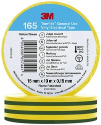 Taśma izolacyjna 3M Temflex™ 165 165YG1E Temflex™ 165 (D x S) 10 m x 15 mm 10 m 1 szt.