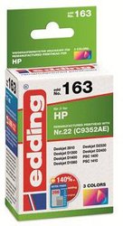 Edding Tusz Zamiennik HP 22XL, C9352AE Cyjan, Magenta, Żółty  atrament Edding EDD-163 18-163, 1 szt.