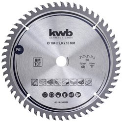 kwb 586168 Carpenters Piła tarczowa Drewno / drewno liściaste 184 x 16 mm Tnie dużą liczbę 56 zębów Z-56 Precyzyjne ostrze piły Fine 184 x 16 Tarcza tnąca z węglików spiekanych kwb 184 x 16 mm 1 szt.