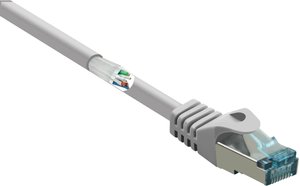 Kabel LAN Renkforce RF-5047510, 1 szt., RJ45, CAT 6a, S/FTP, 0.25 m, szary
