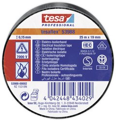 tesaflex® 53988 — taśma izolacyjna z PVC do izolowania i oznaczania kabli, 25 m x 19 mm, czarna Taśma izolacyjna tesa 53988-00002-00 tesaflex IEC (D x S) 25 m x 19 mm 25 m 1 szt.