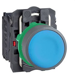 Przycisk, kompletny, plastikowy, chwilowy, niebieski, 22mm, 1Ö+1S, w kolorze szarym Akcesoria rozdzielacza Schneider Electric XB5AA65C0 , , , 1 szt.