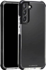 Vivanco Rock Solid Futerał backcase Samsung Galaxy S22+ czarny, przeźroczysty Ładowarka indukcyjna, Odporny na wstrząsy