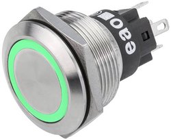 EAO 82-6151.1133 Seria 82 Podświetlany przycisk Mom 22mm Zielony 12V lutowany term Przycisk eao 82-6151.1133, 22.30 mm, 1 szt.