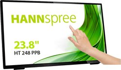 Hannspree 23,8'' 10-P cap. Touch, FHD 300cd, regulacja kąta nachylenia eBook 70°, hub USB3.0/DP/HDMI/VGA/głośnik, 7H klasa ochronna Hannspree HT248PPB Monitor  EEK D (A - G) 60.5 cm (23.8 cal) 1920 x 1080 px 16:9 8 ms