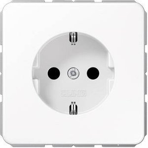 Jung CD1520BFWW Gniazdko zasilania 16A 250V nietłukące biel alpejska Gniazdo z uziemieniem Jung CD1520BFWW śnieżnobiały