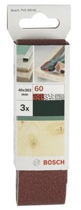 Zestaw 3 szt. Taśmy szlifierskie do szlifierek taśmowych Bosch Vario, o wysokiej jakości, czerwone, K = 60 Papier ścierny pas Bosch Accessories  2609256182 303 mm 3 szt.