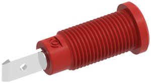 Gniazdo bananowe bezpieczne Ø2mm z okrągłą nakrętką Ø10mm, płaska końcówka łącząca 4,8x9mm, kolor czerwony Electro PJP 228-2-I-CD1-R Gniazdo do zabudowy bezpieczne 1 szt.